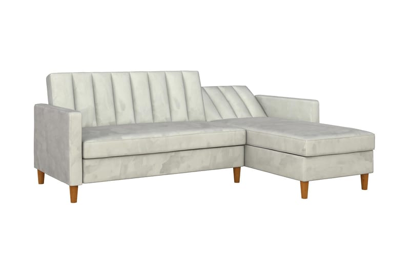 Celine 3-personers Chaiselongsovesofa Velour/Lysegrå - Dorel Home - Møbler - Sofaer - Sovesofaer - Sovesofa chaiselong