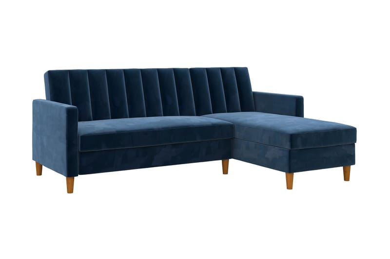 Celine 3-personers Chaiselongsovesofa Velour/Marineblå - Dorel Home - Møbler - Sofaer - Sovesofaer - Sovesofa chaiselong
