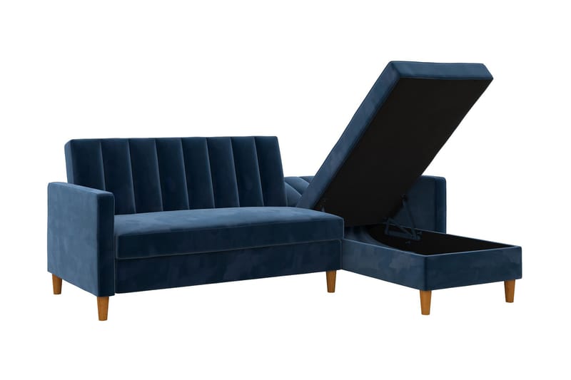 Celine 3-personers Chaiselongsovesofa Velour/Marineblå - Dorel Home - Møbler - Sofaer - Sovesofaer - Sovesofa chaiselong