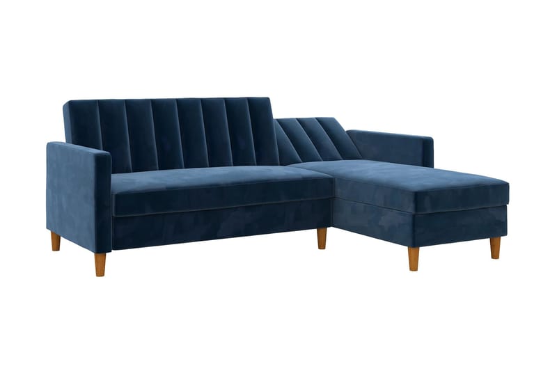 Celine 3-personers Chaiselongsovesofa Velour/Marineblå - Dorel Home - Møbler - Sofaer - Sovesofaer - Sovesofa chaiselong