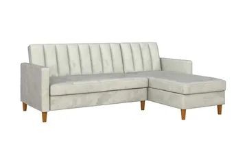 Celine 3-personers Chaiselongsovesofa Velour/Lysegrå - Dorel Home - Møbler - Sofaer - Sovesofaer - Sovesofa chaiselong