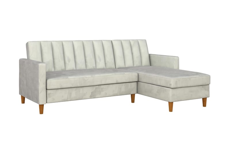 Celine 3-personers Chaiselongsovesofa Velour/Lysegrå - Dorel Home - Møbler - Sofaer - Sovesofaer - Sovesofa chaiselong