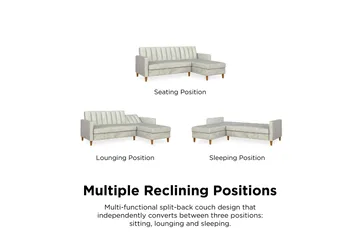 Celine 3-personers Chaiselongsovesofa Velour/Lysegrå - Dorel Home - Møbler - Sofaer - Sovesofaer - Sovesofa chaiselong
