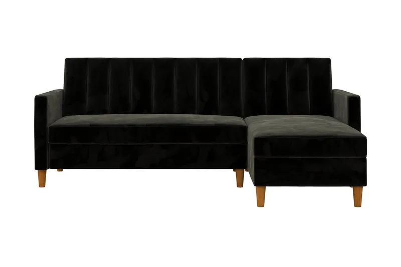 Celine 3-personers Chaiselongsovesofa Velour/Sort, Dorel Home