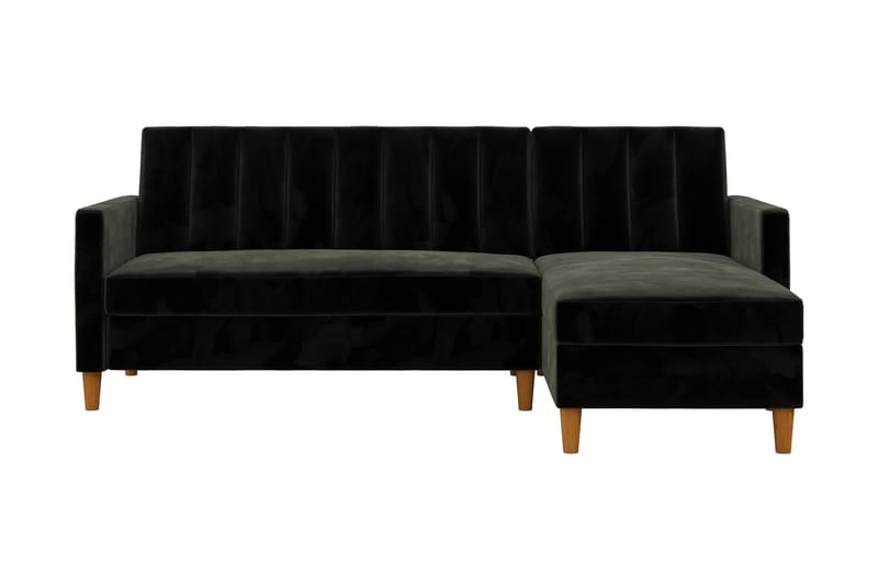 Celine 3-personers Chaiselongsovesofa Velour/Sort - Dorel Home - Møbler - Sofaer - Sovesofaer - Sovesofa chaiselong
