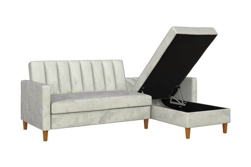 Celine 3-personers Chaiselongsovesofa Velour/Lysegrå - Dorel Home - Møbler - Sofaer - Sovesofaer - Sovesofa chaiselong