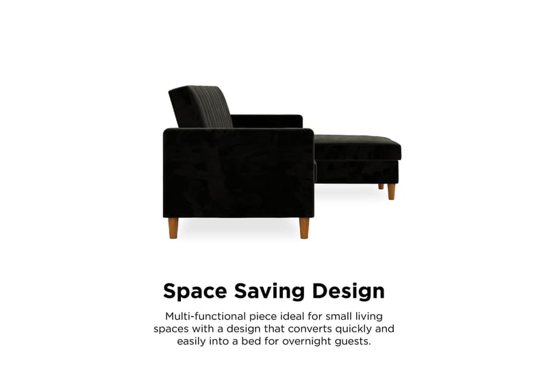 Celine 3-personers Chaiselongsovesofa Velour/Sort - Dorel Home - Møbler - Sofaer - Sovesofaer - Sovesofa chaiselong