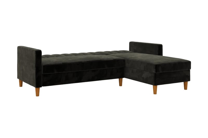 Celine 3-personers Chaiselongsovesofa Velour/Sort - Dorel Home - Møbler - Sofaer - Sovesofaer - Sovesofa chaiselong