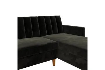 Celine 3-personers Chaiselongsovesofa Velour/Sort - Dorel Home - Møbler - Sofaer - Sovesofaer - Sovesofa chaiselong