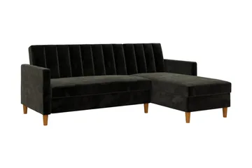 Celine 3-personers Chaiselongsovesofa Velour/Sort - Dorel Home - Møbler - Sofaer - Sovesofaer - Sovesofa chaiselong