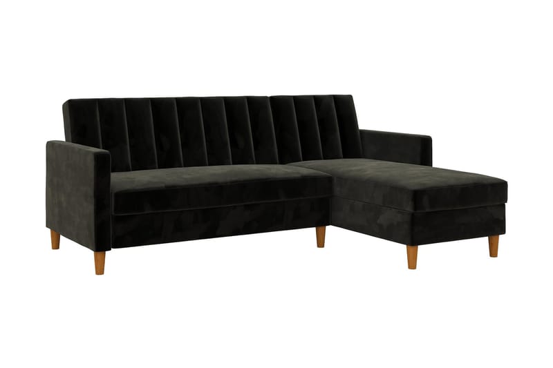 Celine 3-personers Chaiselongsovesofa Velour/Sort - Dorel Home - Møbler - Sofaer - Sovesofaer - Sovesofa chaiselong