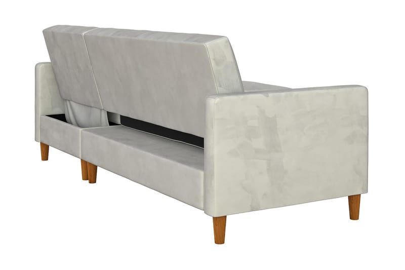 Celine 3-personers Chaiselongsovesofa Velour/Lysegrå - Dorel Home - Møbler - Sofaer - Sovesofaer - Sovesofa chaiselong