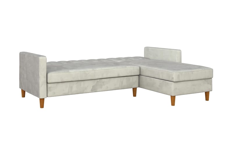 Celine 3-personers Chaiselongsovesofa Velour/Lysegrå - Dorel Home - Møbler - Sofaer - Sovesofaer - Sovesofa chaiselong