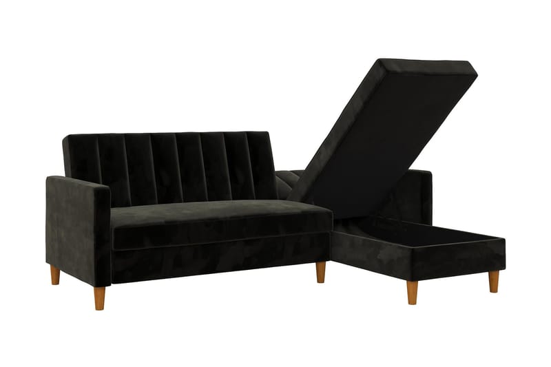 Celine 3-personers Chaiselongsovesofa Velour/Sort - Dorel Home - Møbler - Sofaer - Sovesofaer - Sovesofa chaiselong