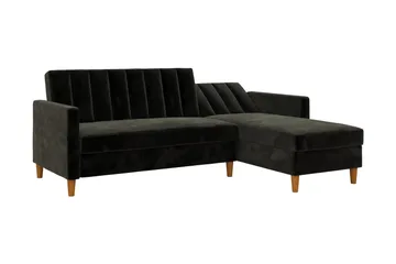 Celine 3-personers Chaiselongsovesofa Velour/Sort - Dorel Home - Møbler - Sofaer - Sovesofaer - Sovesofa chaiselong
