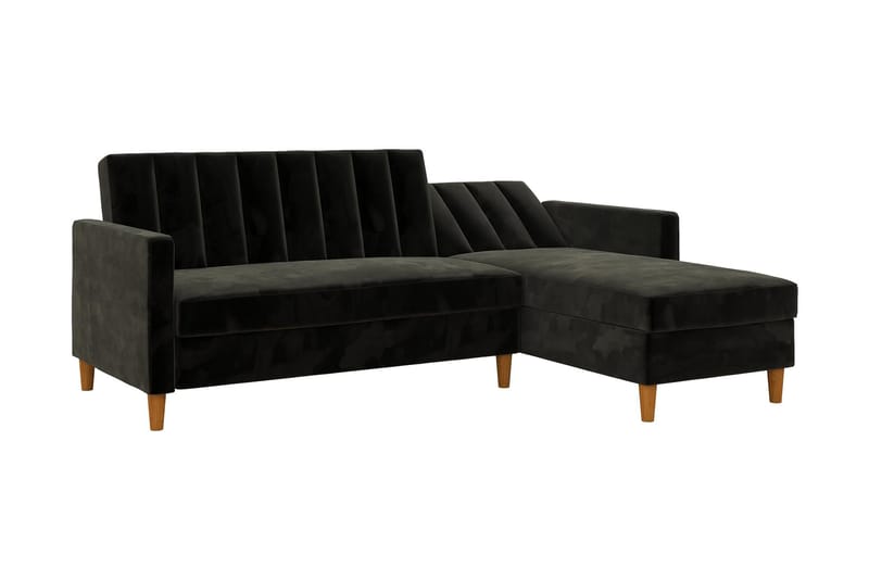 Celine 3-personers Chaiselongsovesofa Velour/Sort - Dorel Home - Møbler - Sofaer - Sovesofaer - Sovesofa chaiselong