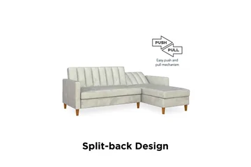 Celine 3-personers Chaiselongsovesofa Velour/Lysegrå - Dorel Home - Møbler - Sofaer - Sovesofaer - Sovesofa chaiselong