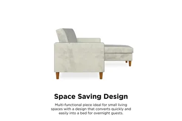 Celine 3-personers Chaiselongsovesofa Velour/Lysegrå - Dorel Home - Møbler - Sofaer - Sovesofaer - Sovesofa chaiselong