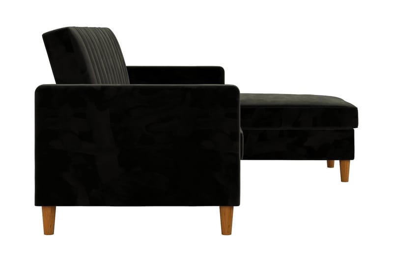 Celine 3-personers Chaiselongsovesofa Velour/Sort - Dorel Home - Møbler - Sofaer - Sovesofaer - Sovesofa chaiselong