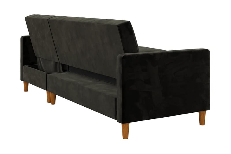 Celine 3-personers Chaiselongsovesofa Velour/Sort - Dorel Home - Møbler - Sofaer - Sovesofaer - Sovesofa chaiselong