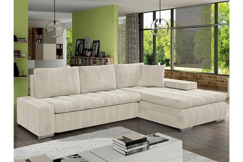Cerys 3-sits Hörnbäddsoffa NO_BRAND beige - Møbler - Sofaer - Sovesofaer