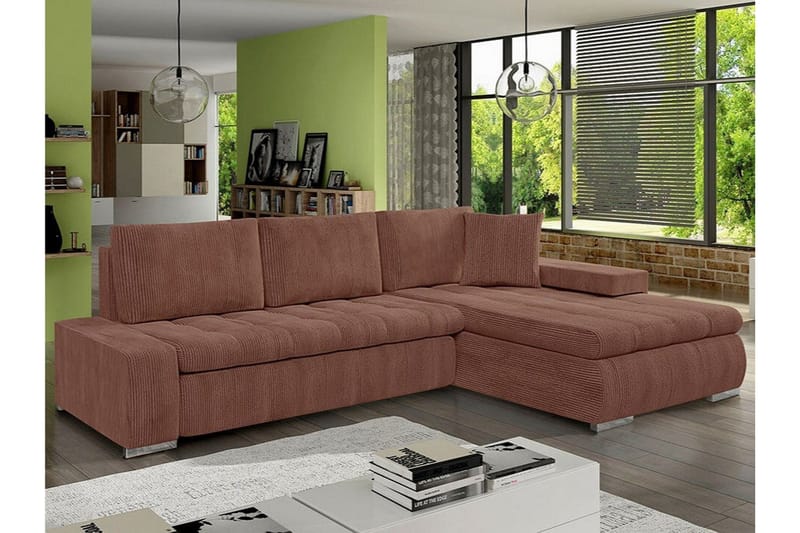 Cerys 3-sits Hörnbäddsoffa NO_BRAND Brown - Møbler - Sofaer - Sovesofaer