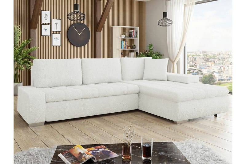 Cerys 3-sits Hörnbäddsoffa NO_BRAND White - Møbler - Sofaer - Sovesofaer