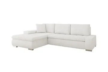 Cerys 3-personers Venstre L-formet Hjørnesovesofa 140x252 cm i Bouclé - Hvid - Møbler - Sofaer - Sovesofaer