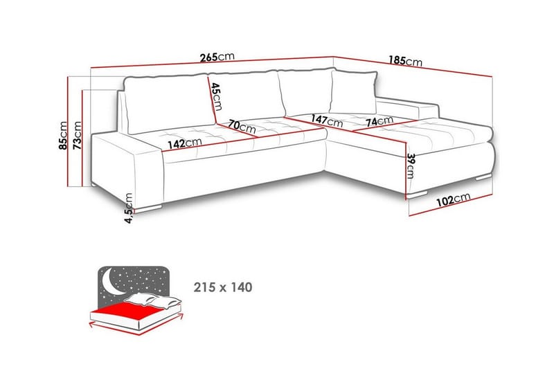 Cerys 3-personers Hjørnesovesofa - Mørkeblå - Sovesofaer - Hjørnesovesofa