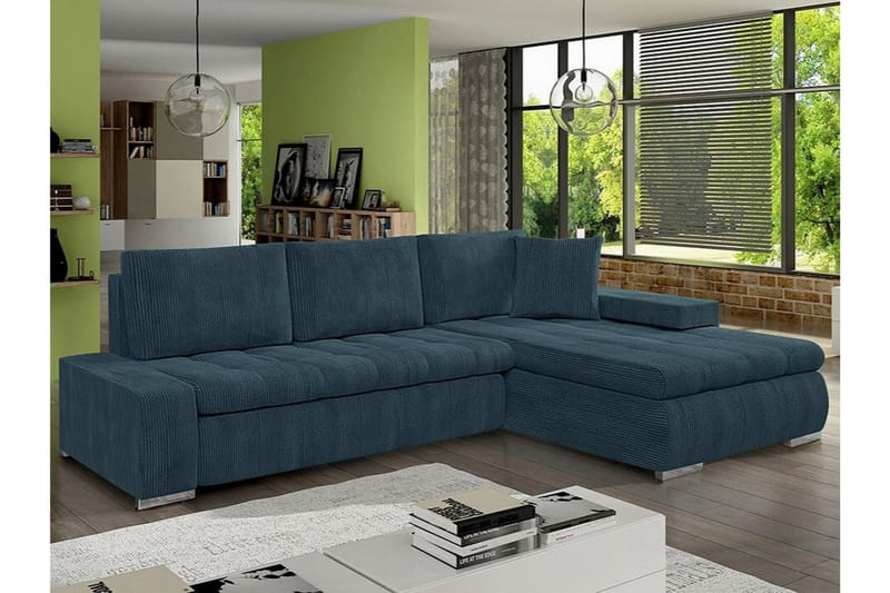 Cerys 3-personers Hjørnesovesofa - Mørkeblå - Møbler - Sofaer - Sovesofaer