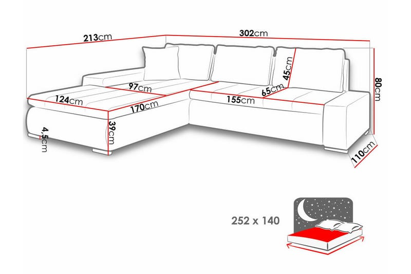 Cerys 3-personers Hjørnesovesofa - Beige - Møbler - Sofaer - Sovesofaer