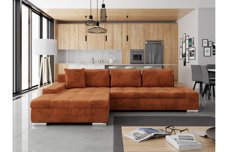 Cerys Sovesofa Med 3-Personers Divan - Orange - Møbler - Sofaer - Sovesofaer