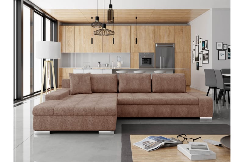 Cerys Sovesofa Med 3-Personers Divan - Lyserød - Møbler - Sofaer - Sovesofaer