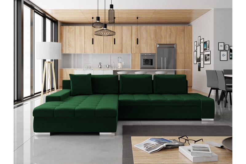 Cerys Sovesofa Med 3-Personers Divan - Grøn - Møbler - Sofaer - Sovesofaer