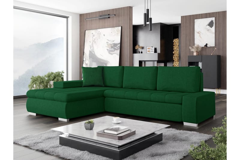 Cerys Sovesofa Med 3-Personers Divan - Grøn - Møbler - Sofaer - Sovesofaer