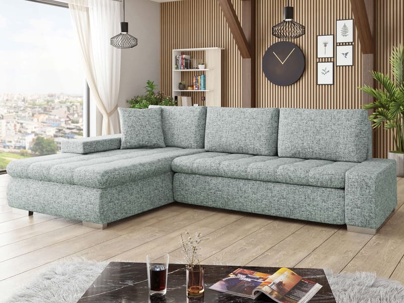 Cerys Sovesofa med chaiselong 4-personers - Grå - Møbler - Sofaer - Sovesofaer