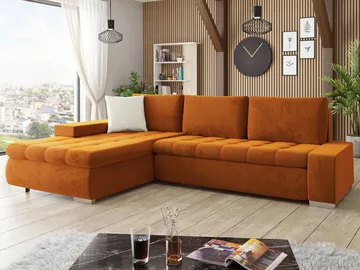 Cerys Sovesofa med chaiselong 4-personers - Orange - Møbler - Sofaer - Sovesofaer