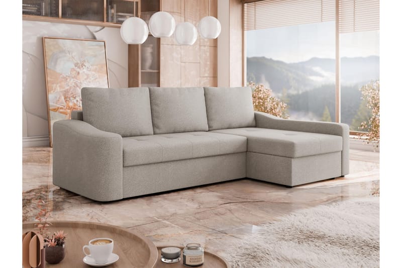 Chaman Sovesofa med Chaiselong 3-personers i Plys - Grå - Møbler - Sofaer - Sovesofaer