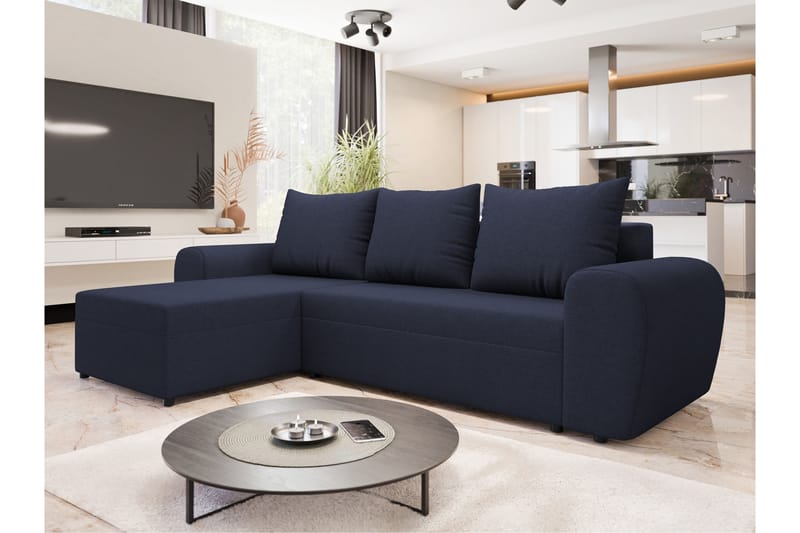 Chameli Sovesofa med Chaiselong 3-personers - Mørkeblå - Møbler - Sofaer - Sovesofaer