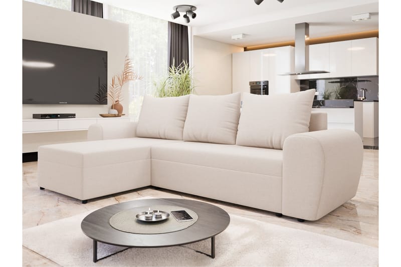 Chameli Sovesofa med Chaiselong 3-personers - Beige - Møbler - Sofaer - Sovesofaer