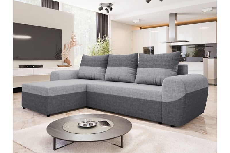 Chameli Sovesofa med Chaiselong 3-personers - Mørkegrå / Lysegrå - Møbler - Sofaer - Sovesofaer