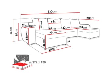 Chameli Sovesofa med Dobbelt Chaiselong 4-personers - Mørkegrå / Lysegrå - Møbler - Sofaer - Sovesofaer