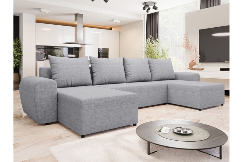 Chameli Sovesofa med Dobbelt Chaiselong 4-personers - Grå - Møbler - Sofaer - Sovesofaer