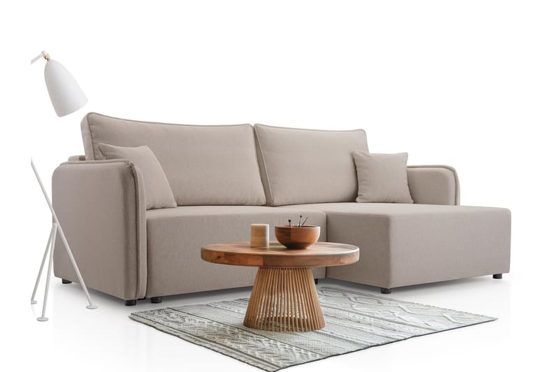 Chandru Sovesofa med Chaiselong 3-personers i Plys - Grå - Møbler - Sofaer - Sovesofaer