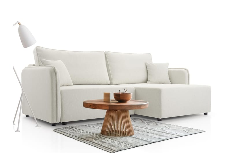 Chandru Sovesofa med Chaiselong 3-personers i Plys - Beige - Møbler - Sofaer - Sovesofaer