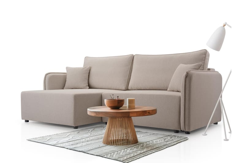 Chandru Sovesofa med Chaiselong 3-personers i Plys - Grå - Møbler - Sofaer - Sovesofaer