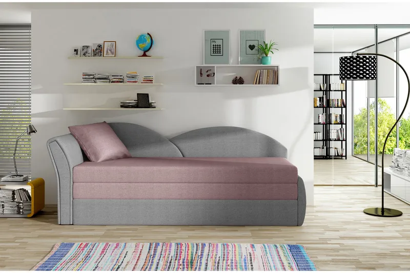 Chasidi 2-personers Venstrevendt Rektangulær Sovesofa i Stof, Rosa|Grå