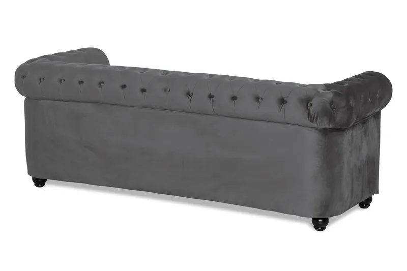 Chesterfield Deluxe 3-sædet Fremadslående sovesofa i fløjl - Mørkegrå Fløjl - Møbler - Sofaer - Sovesofaer
