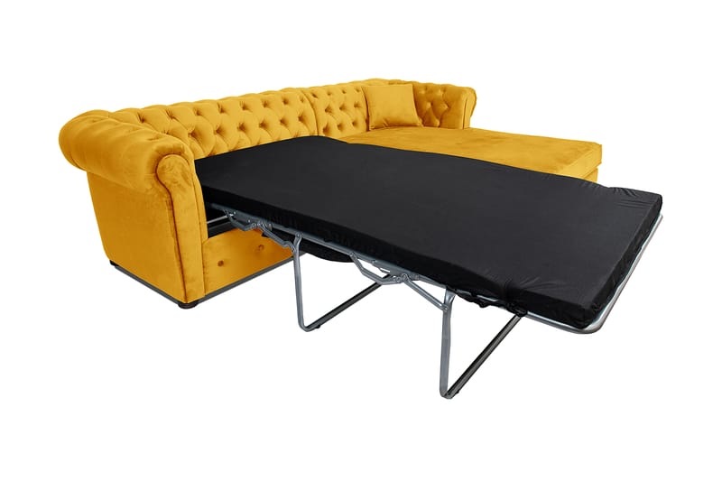 Chesterfield Deluxe sovesofa 2-Pers. med chaiselong - Gul - Møbler - Sofaer - Sovesofaer