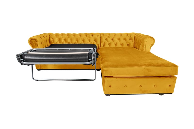 Chesterfield Deluxe sovesofa 2-Pers. med chaiselong - Gul - Møbler - Sofaer - Sovesofaer